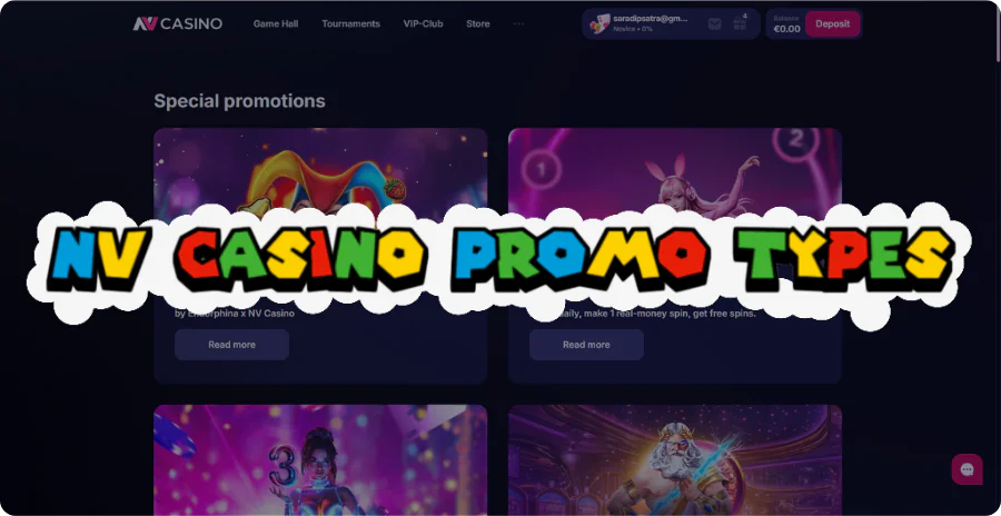 Types of promo codes at NV Casino