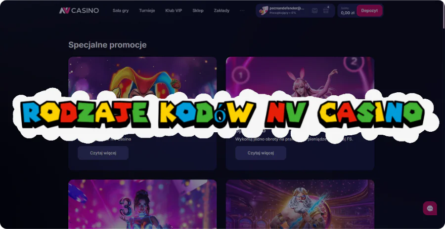 Rodzaje kodów promocyjnych w NV Casino