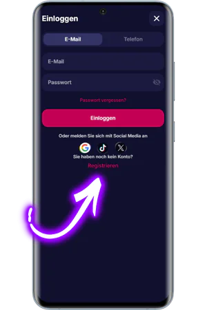 Registrierungsschaltfläche im Login-Formular
