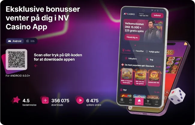 Banner til download af NV Casino-appen