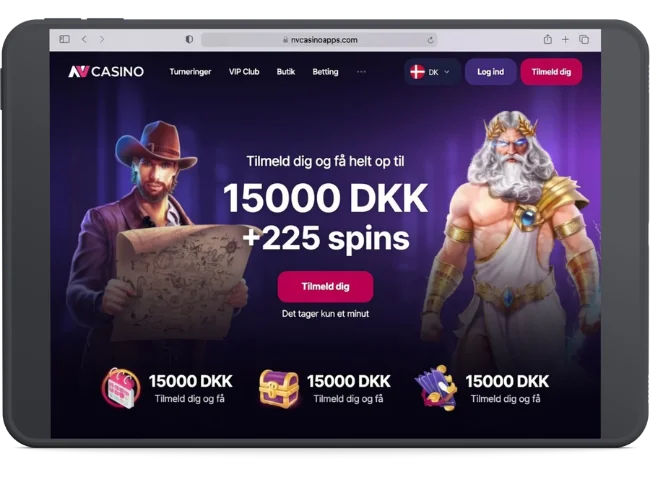 NV Casino-startskærm med velkomsttilbud